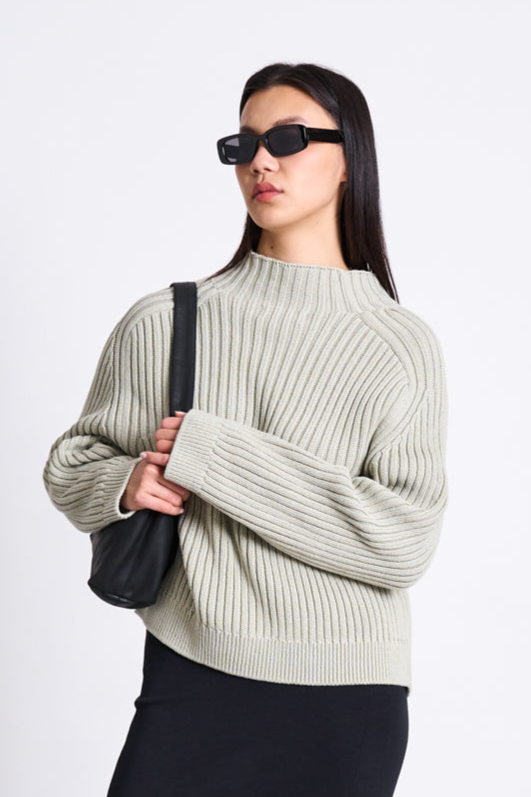 JAN N JUNE JAN 'N JUNE Damen vegan Pullover Mock Neck Fjord Vintage Spitze
