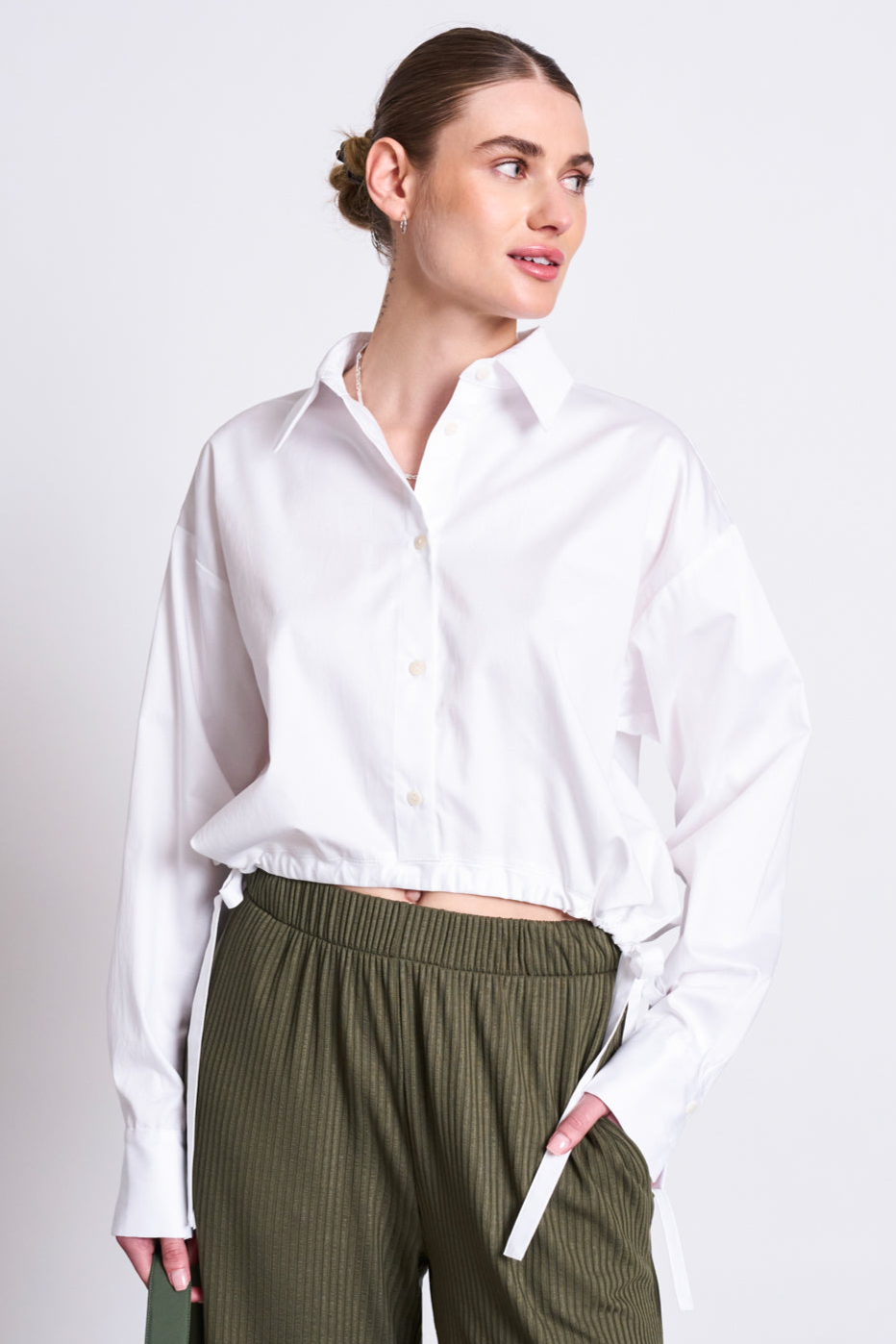 Image of JAN 'N JUNE dames vegan Shirt Trekkoord Isted Wit