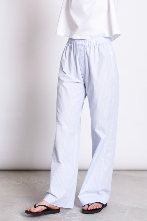 Image of JAN 'N JUNE dames vegan Broek Soby Blauw Wit Gestreept