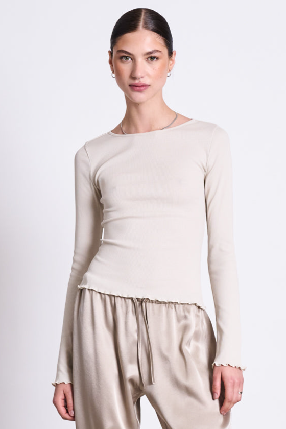 Image of JAN 'N JUNE dames vegan Top Minirib Longsleeve Aversa Ivoor