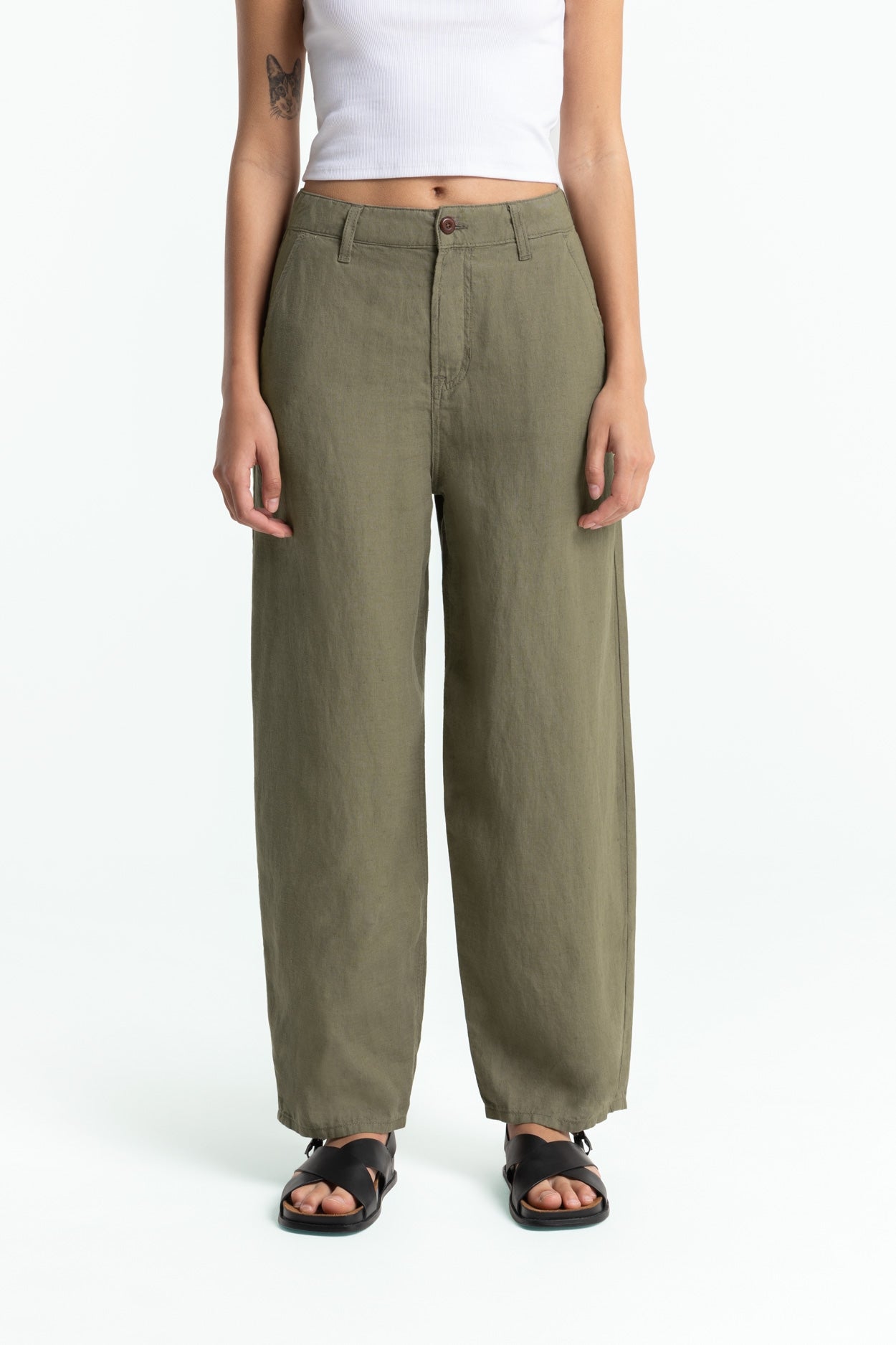 Kings of Indigo womens vegan Pants Leila Bungee Cord Green