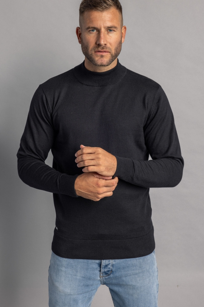 DIRTS Herren vegan Pullover Mock Neck Schwarz