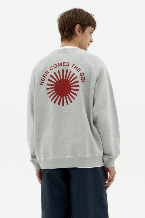 97130 - Thinking MU Herren vegan Sweatshirt Retro Sun Pepe Grau