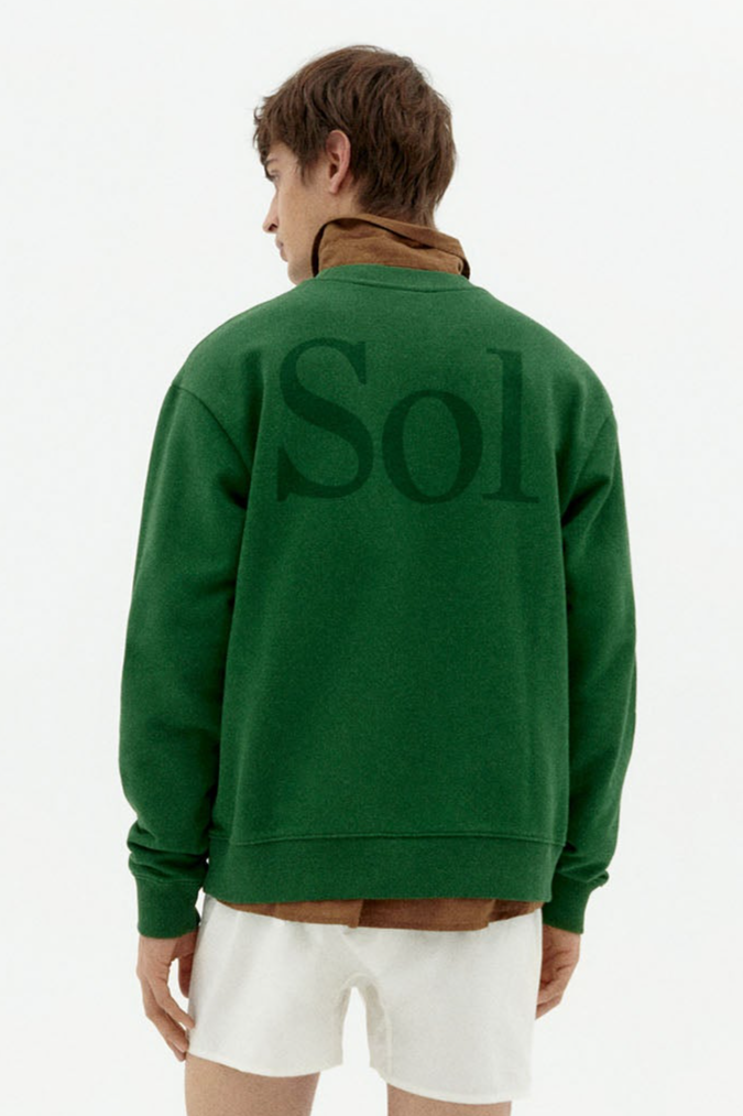 Thinking MU Herren vegan Sweatshirt Sonne Typ Leon Grün