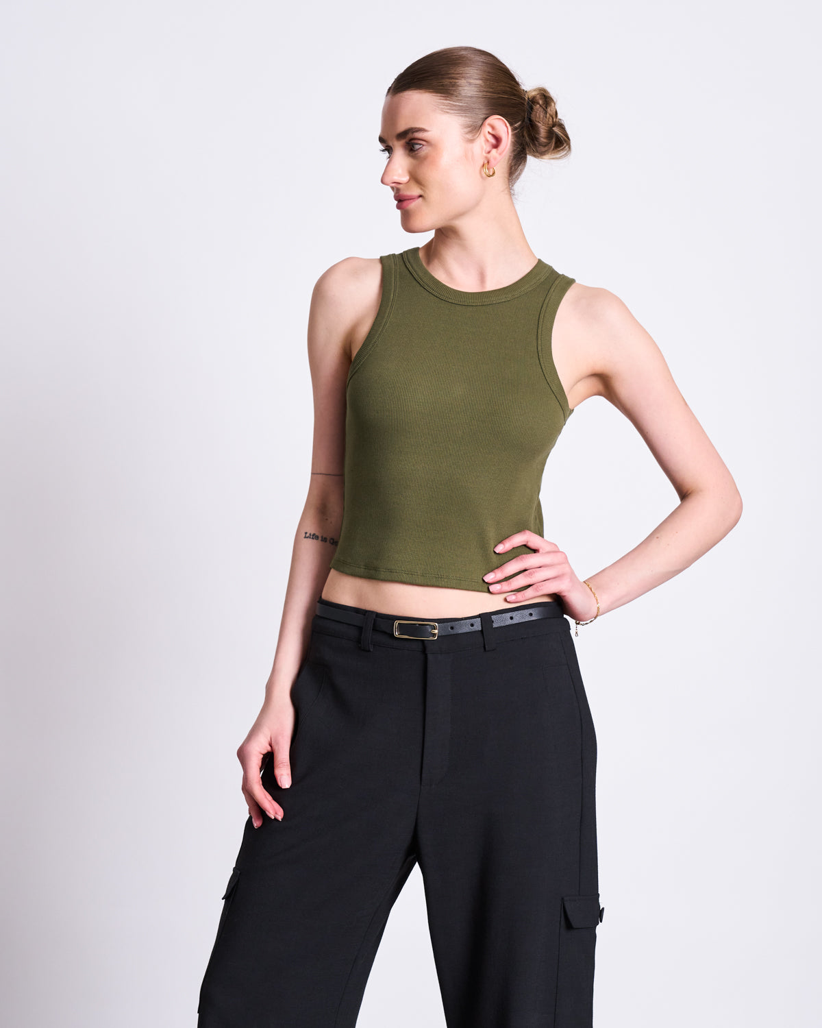 JAN 'N JUNE womens vegan Tank Top Porto Dark Olive
