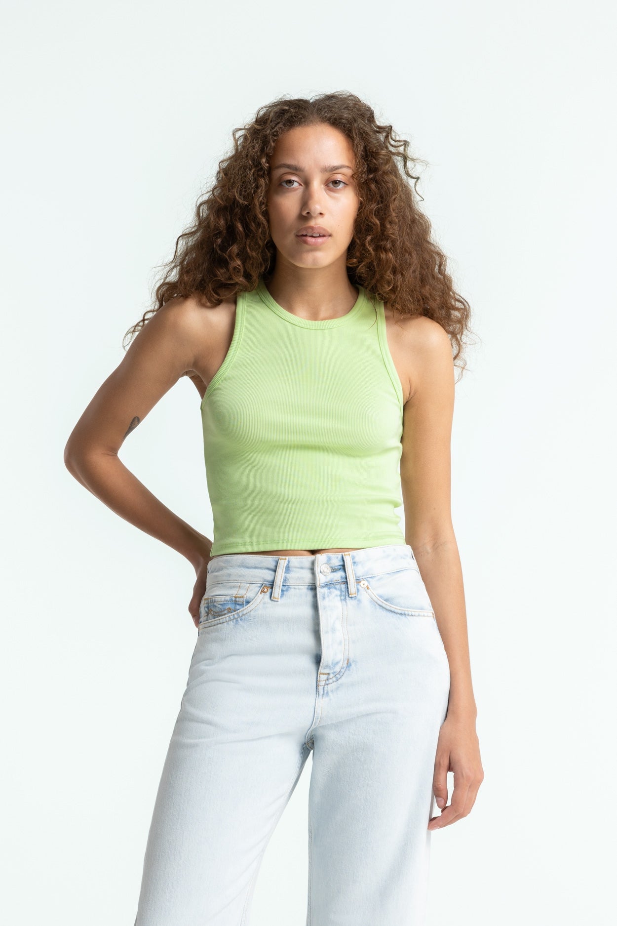Kings of Indigo womens vegan Crop Top Joou Butterfly Green