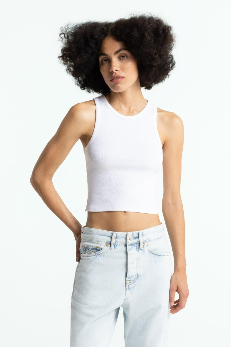 Kings of Indigo womens vegan Crop Top Joou White