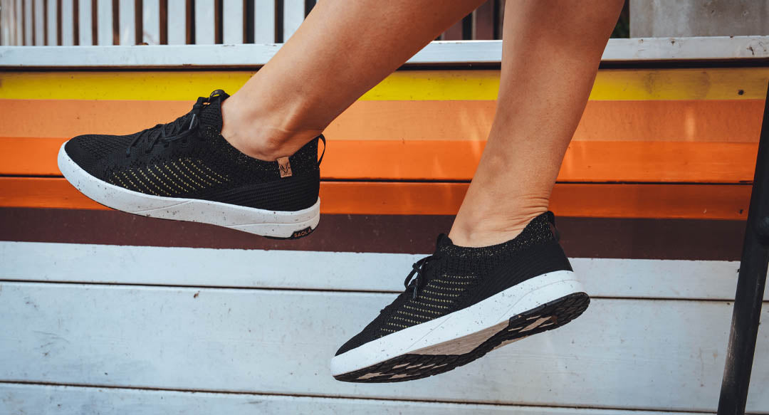 SAOLA womens vegan Sneakers Women Cannon Knit 3 Black Gold