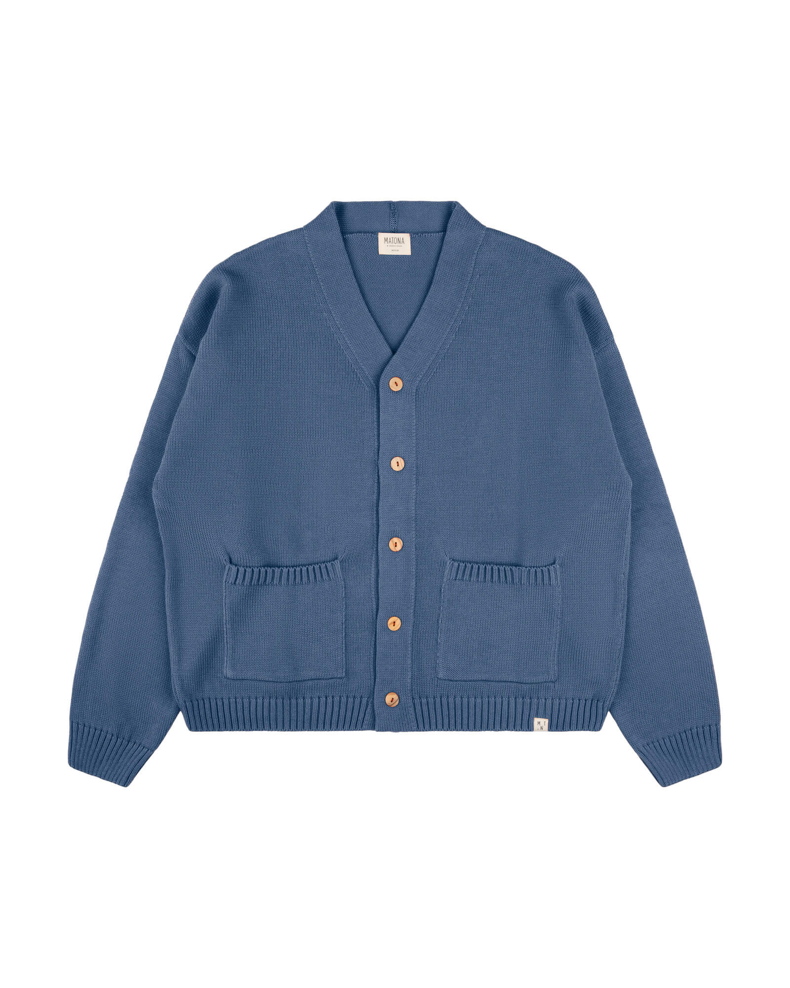 MATONA men vegan Cardigan Relaxed Seal Blue