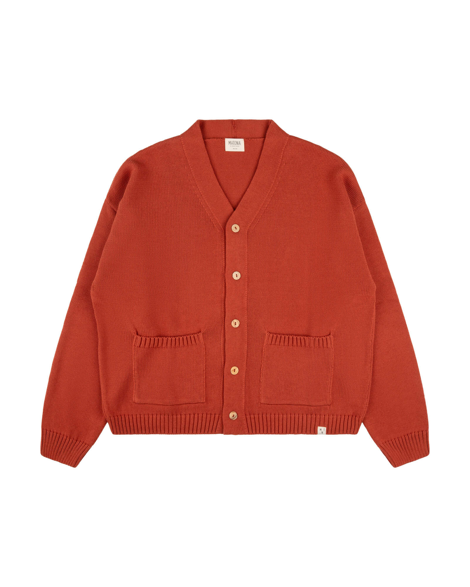 MATONA men vegan Cardigan Relaxed Magma Red