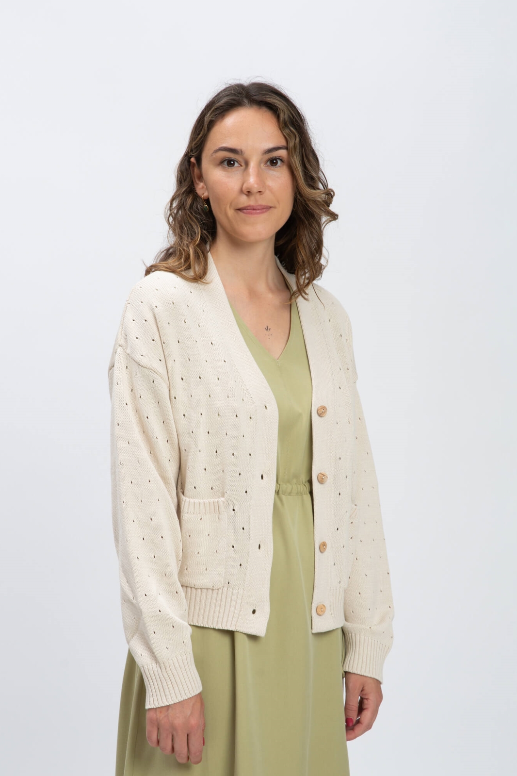 Image of MATONA dames vegan Lente Cardigan Zand Crème