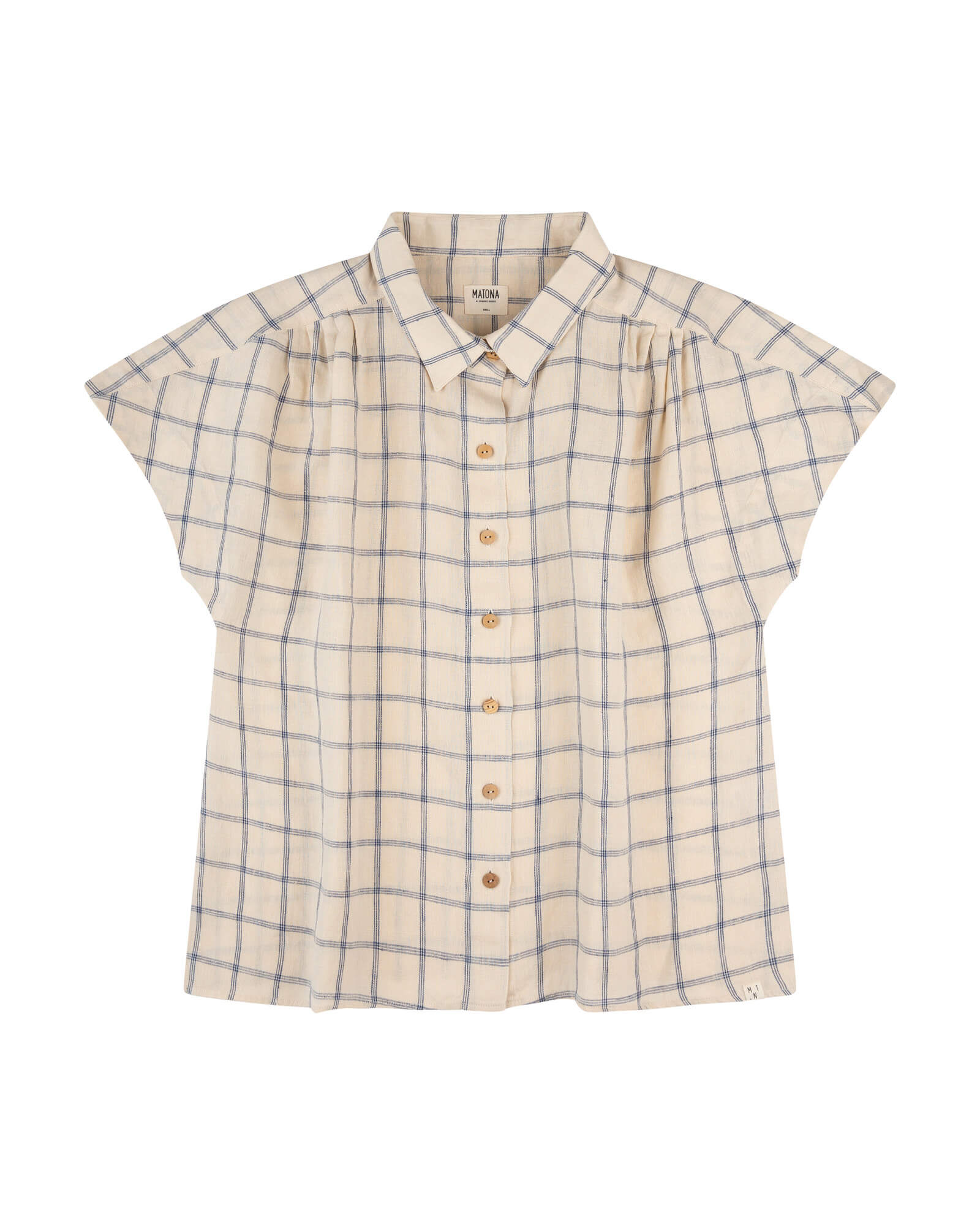 MATONA womens vegan Linen Shirt Blue Net