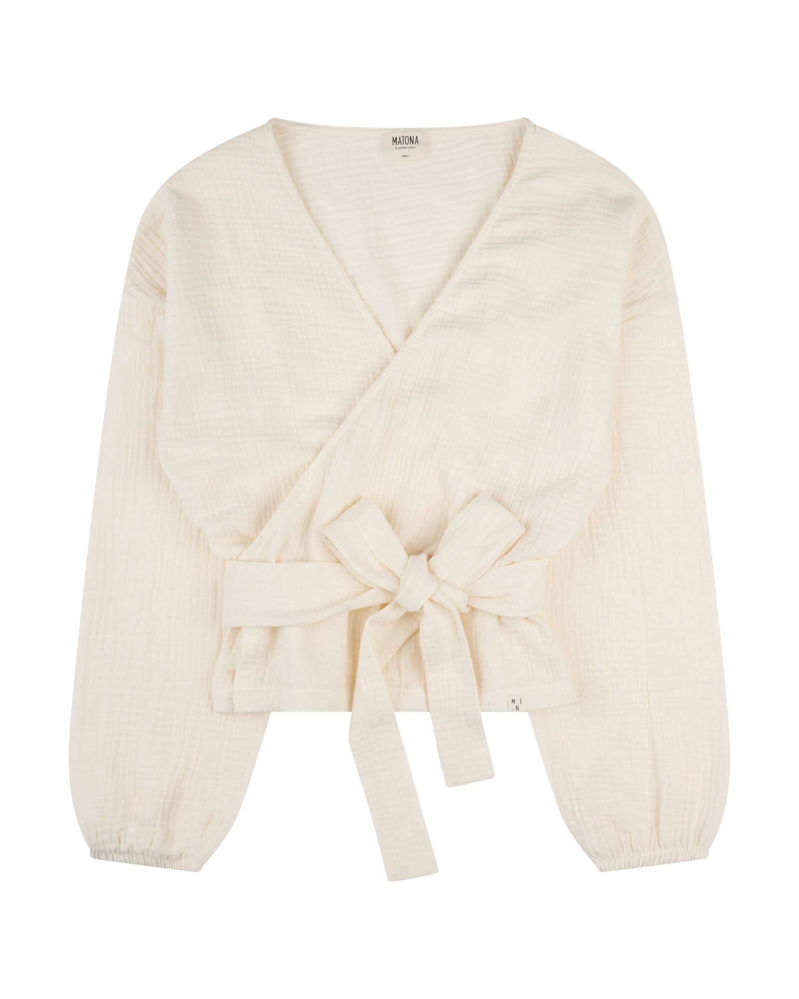 MATONA womens vegan Wrap Blouse Muslin Ecru/Cream