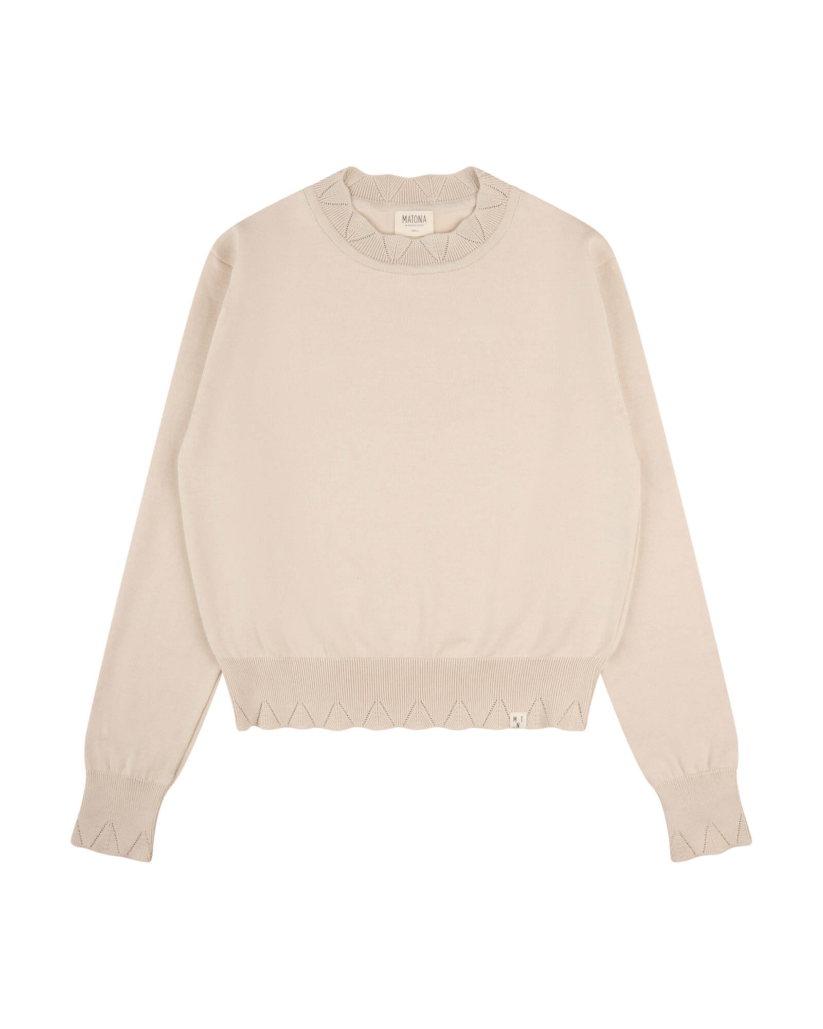MATONA womens vegan Flower Sweater Sand Cream