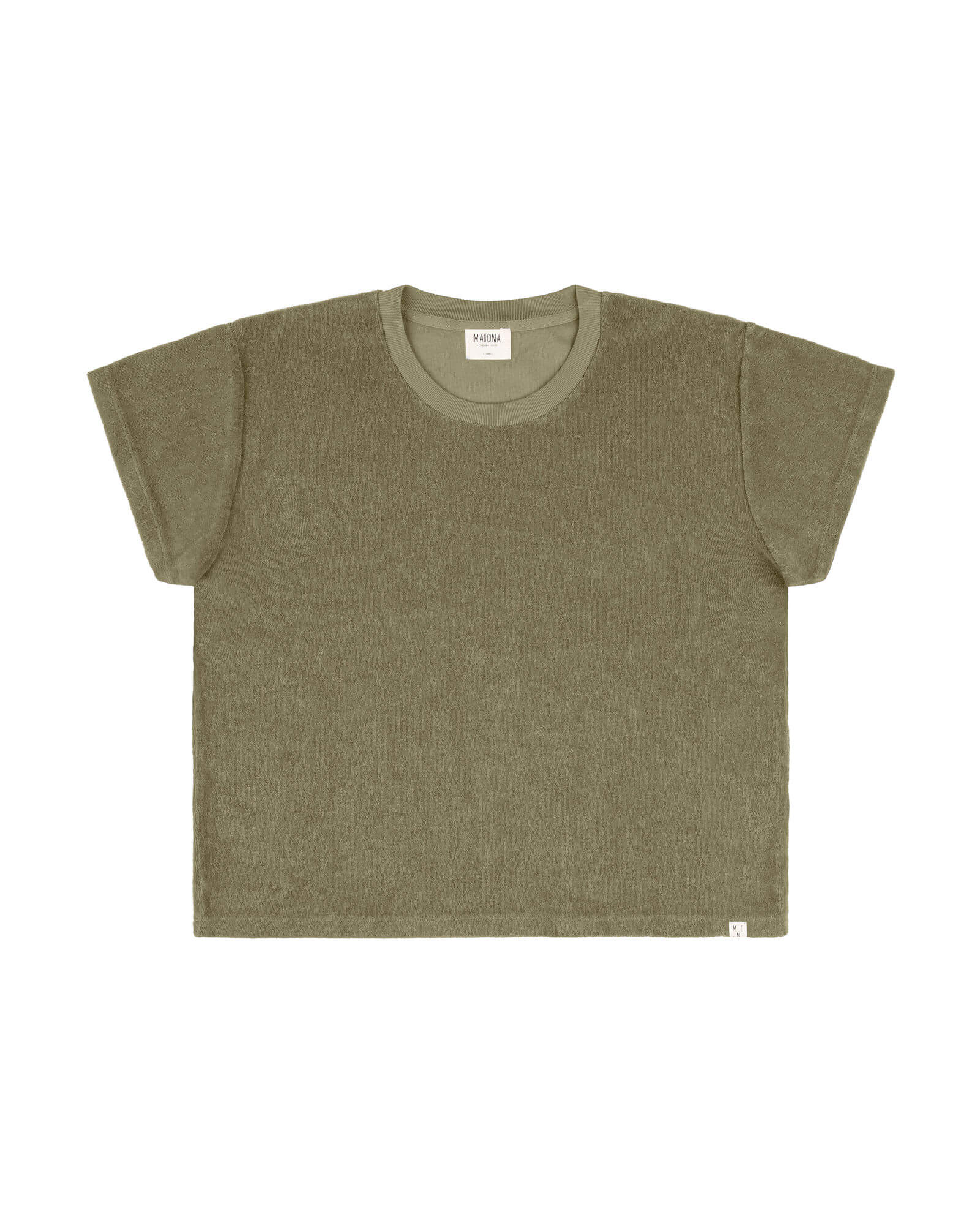 MATONA womens vegan Terry T-Shirt Olive Green