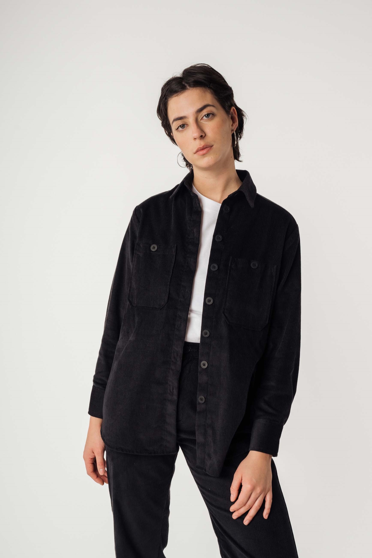 MELA Damen vegan Overshirt Cord Jiya Schwarz
