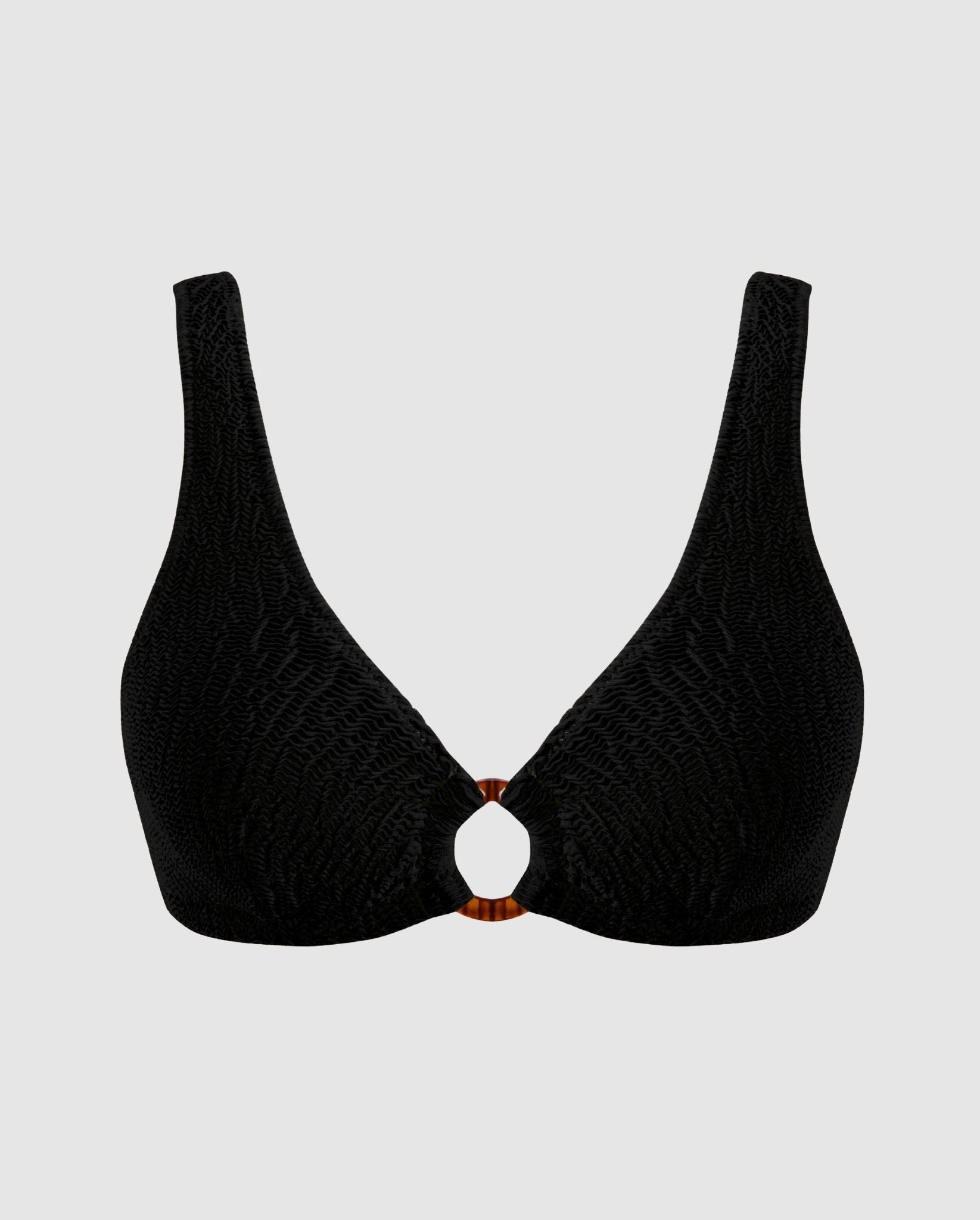 Understatement womens vegan Bikini Top Ring Scoop Black