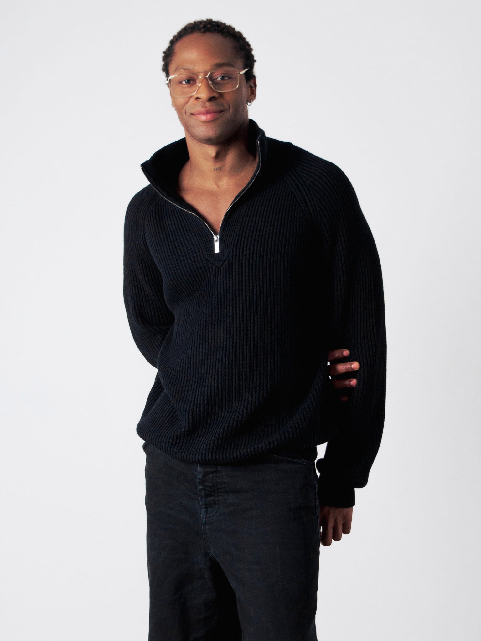 Honest Basics Half-Zip Jumper Knit Black