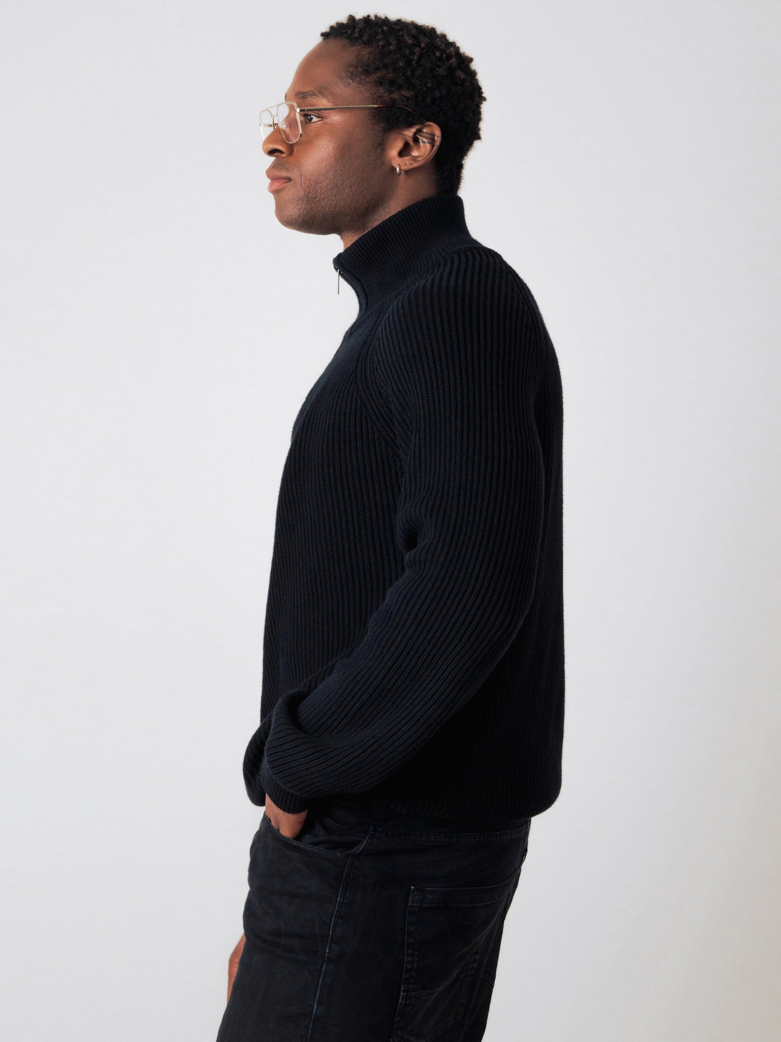 Honest Basics Half-Zip Jumper Knit Black