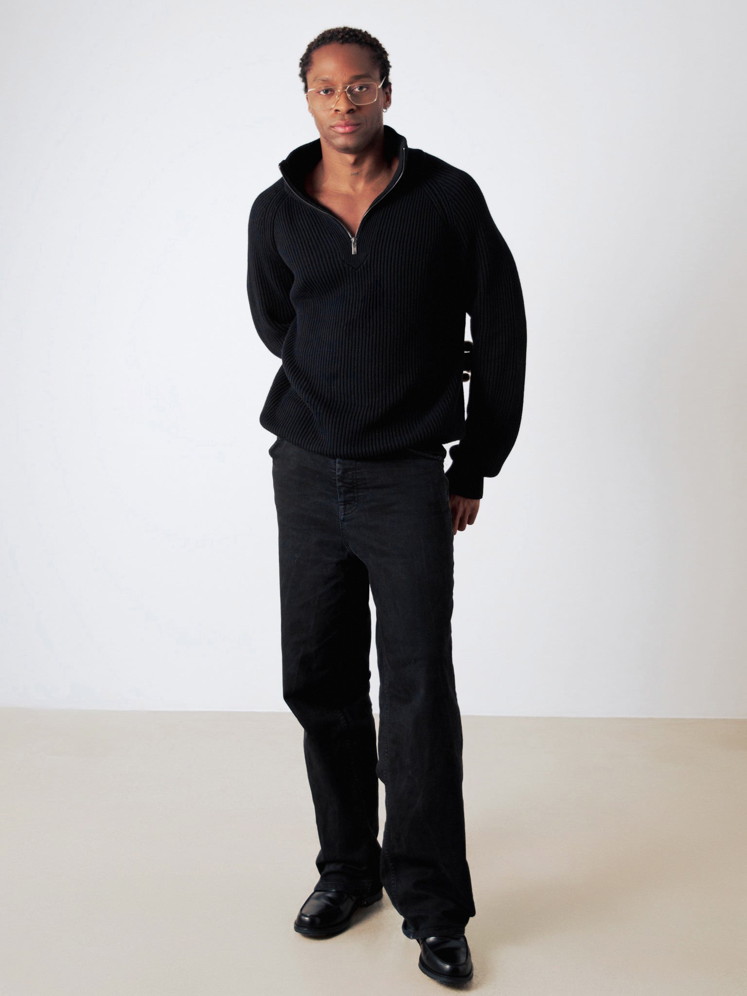 Honest Basics Half-Zip Jumper Knit Black