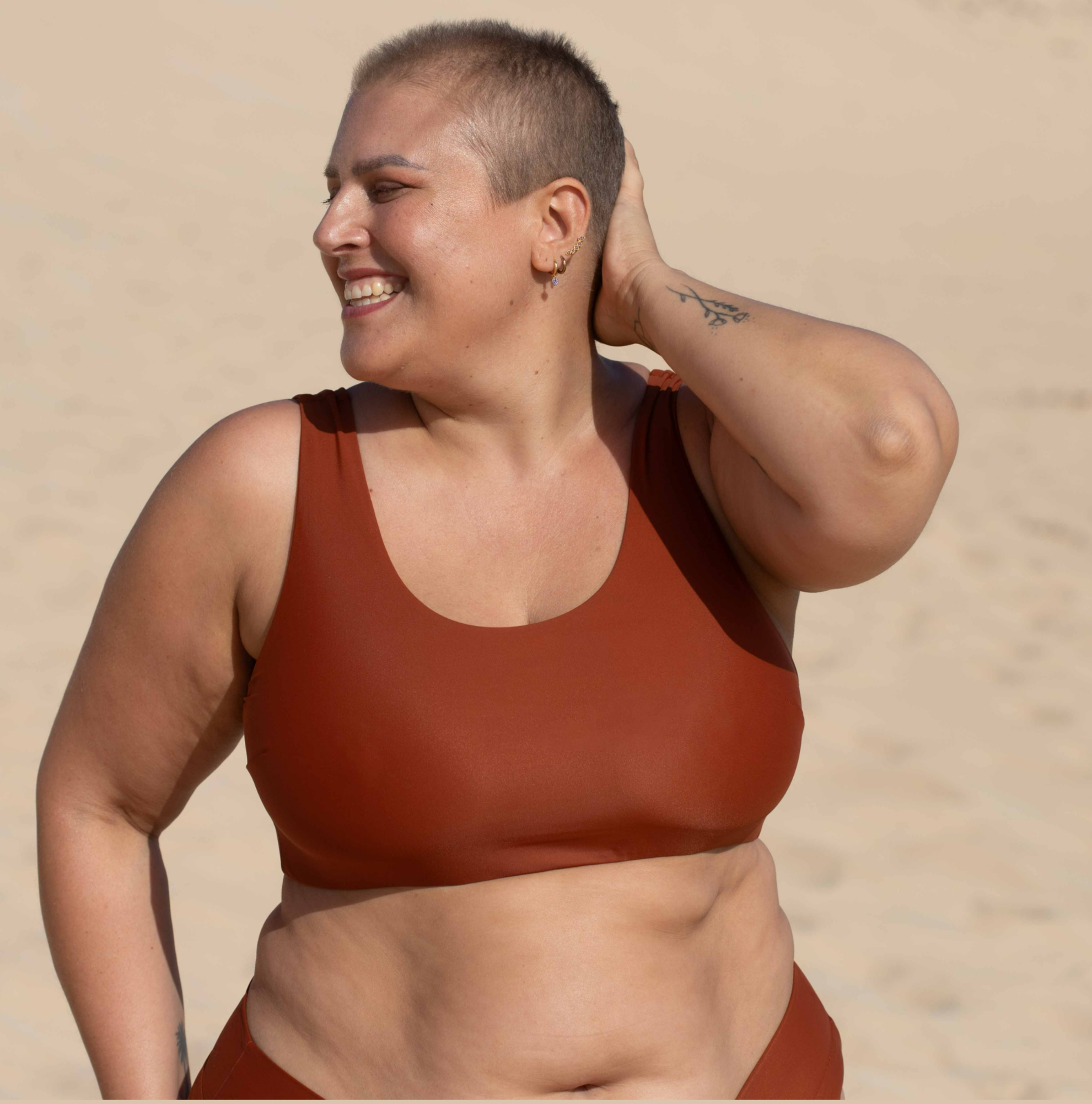 Inaska Damen vegan Bikinioberteil Reversible Pure Rust Braun/Apricot