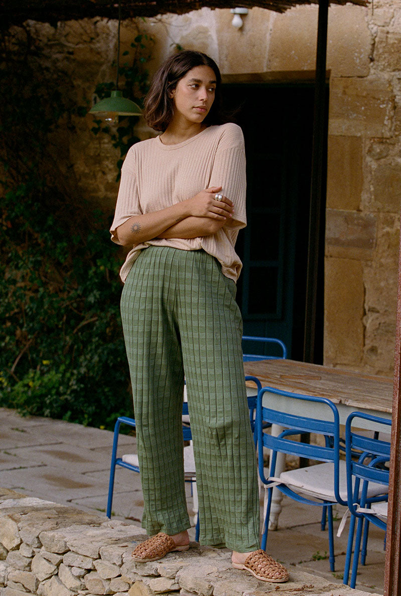 NÃ©nÃ©s womens vegan Pants Manta Khaki Green