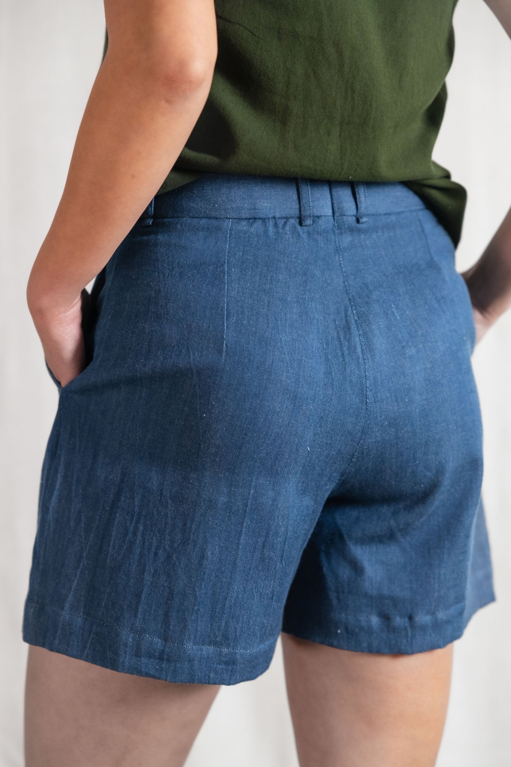 Jyoti Fair Works womens vegan Shorts Denim Kusuma Blue