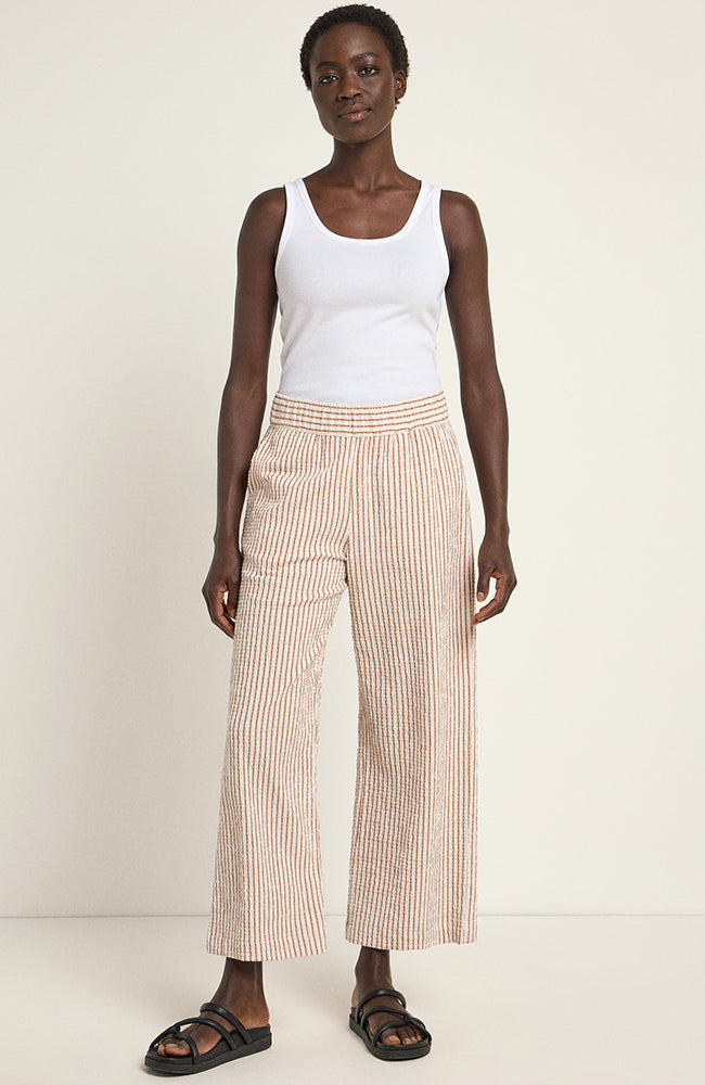 Lanius womens vegan Pants Stripe Off White & Mocha