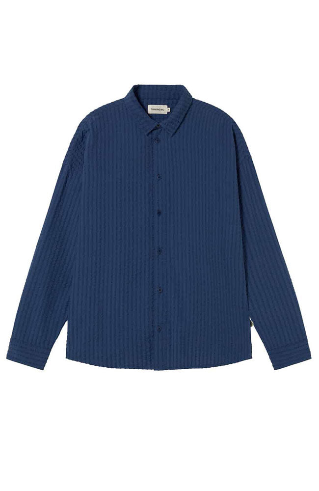 Thinking MU men vegan Shirt Seersucker Haru Blue