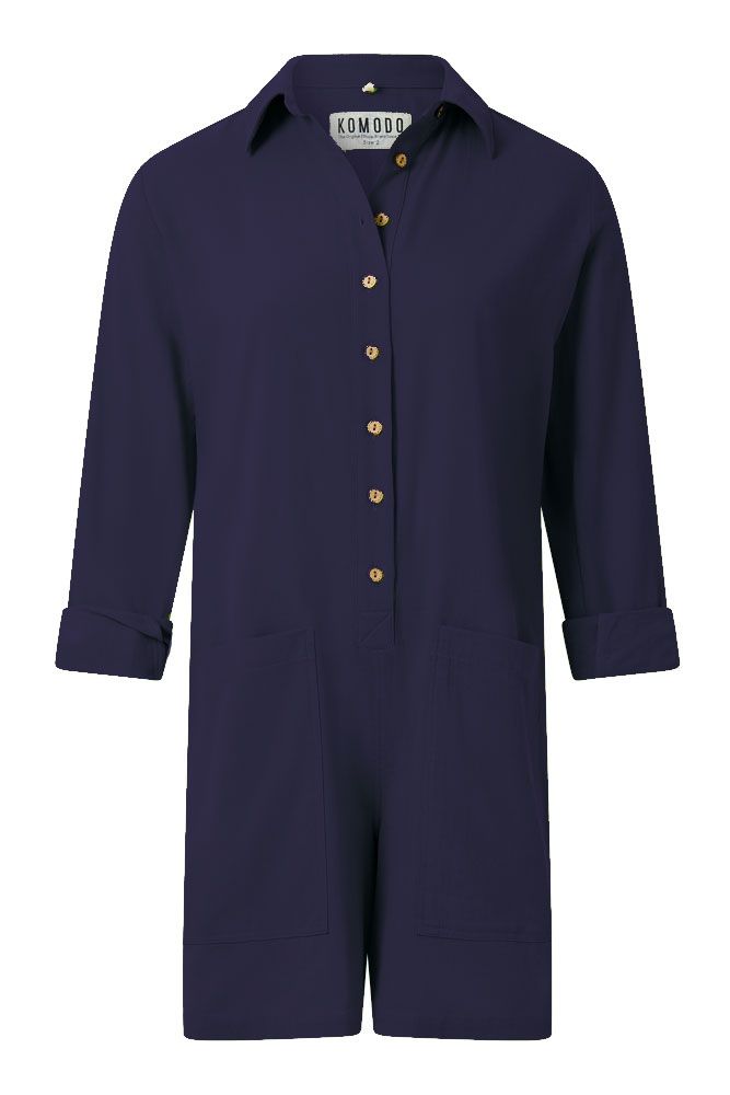 KOMODO womens vegan Playsuit Tiff Navy Blue