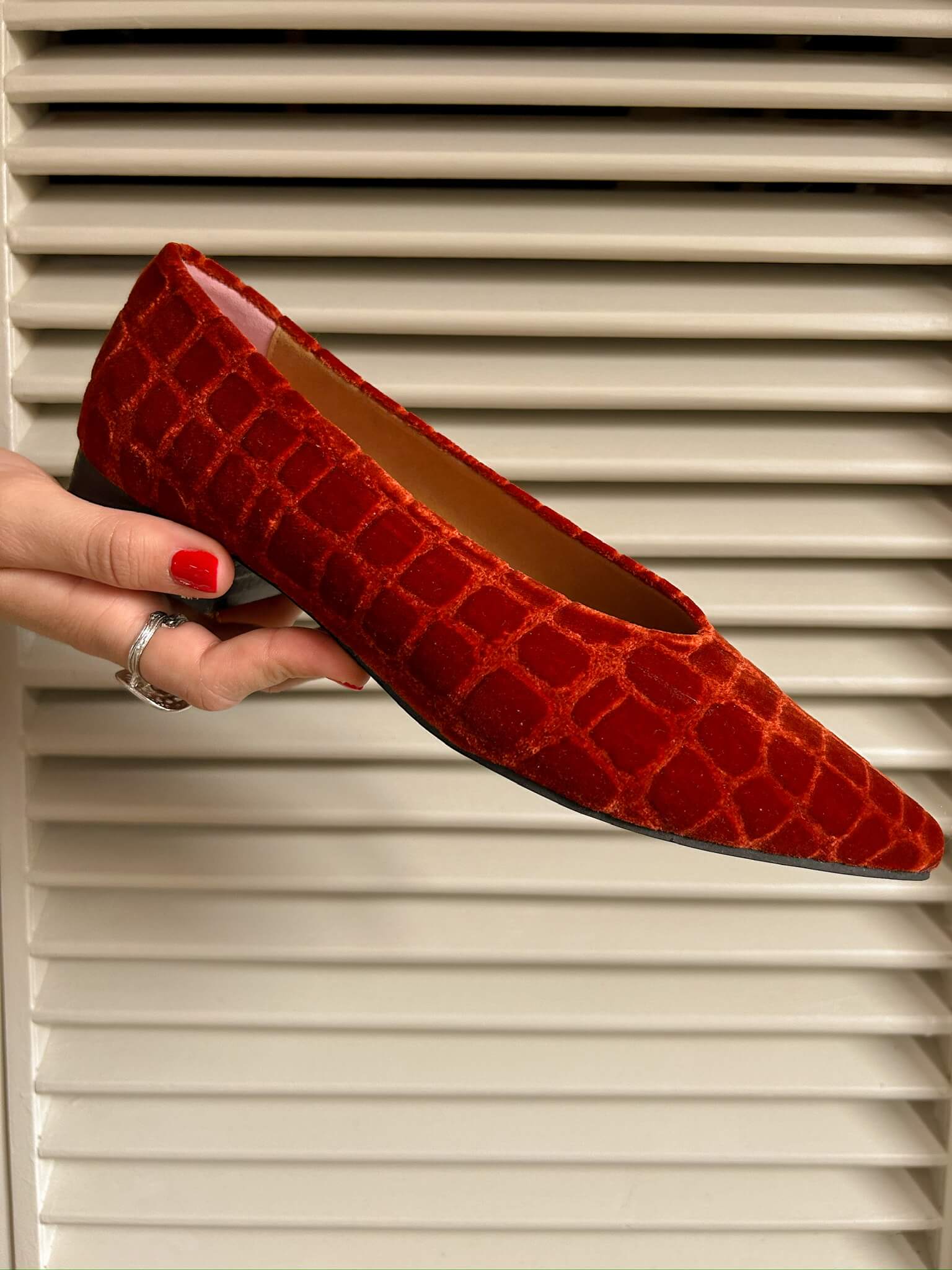 Momoc Damen vegan Ballerinas Lava Velvet Coco V.2. Fliese