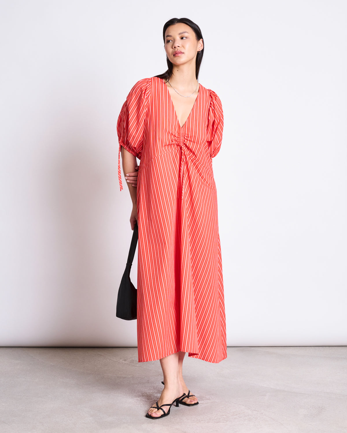 JAN 'N JUNE Maxi Dress Dans Cherry Red & White Striped