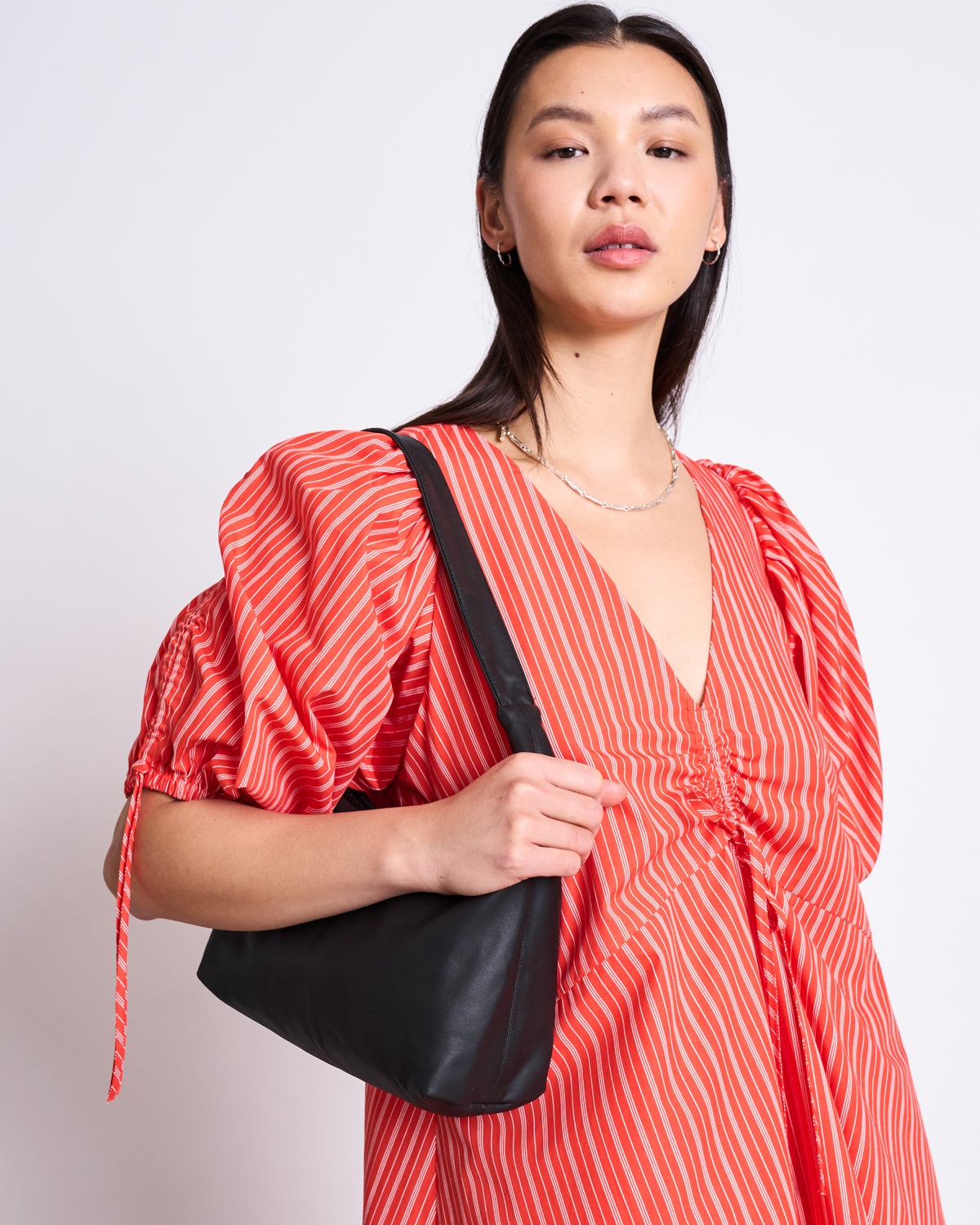 JAN 'N JUNE womens vegan Maxi Dress Dans Cherry Red & White Striped