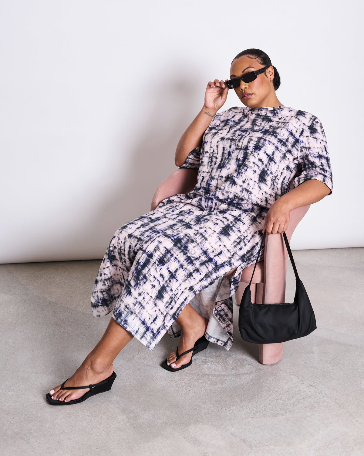 98427 - JAN N JUNE Damen vegan Kleid Shirt Crovie Melted Print