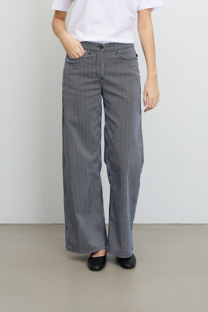 LAURIE Damen vegan Hose Carol Loose Ml Blau Gestreift
