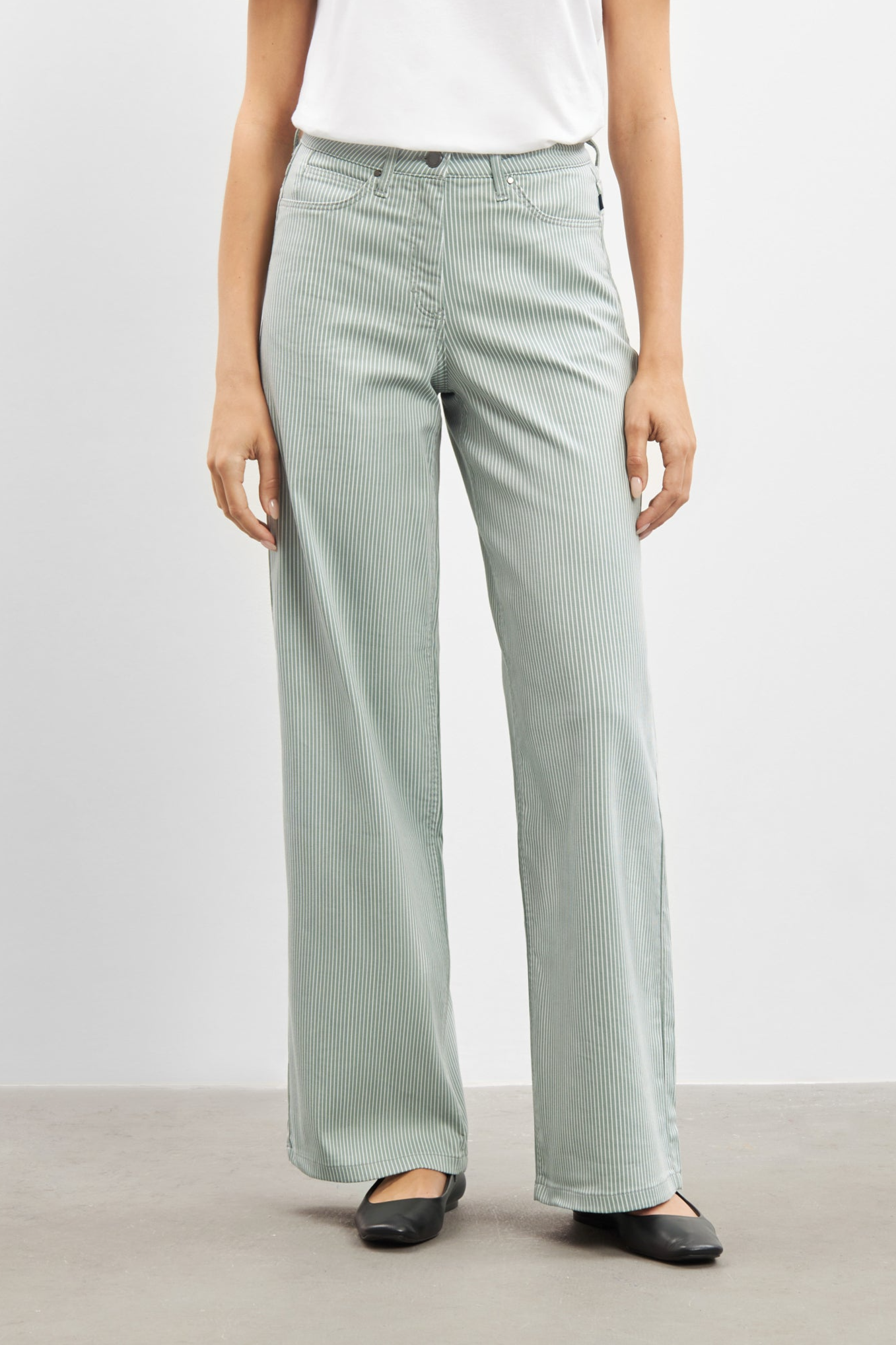 LAURIE Damen vegan Hose Carol Loose Ml Sage Stripe