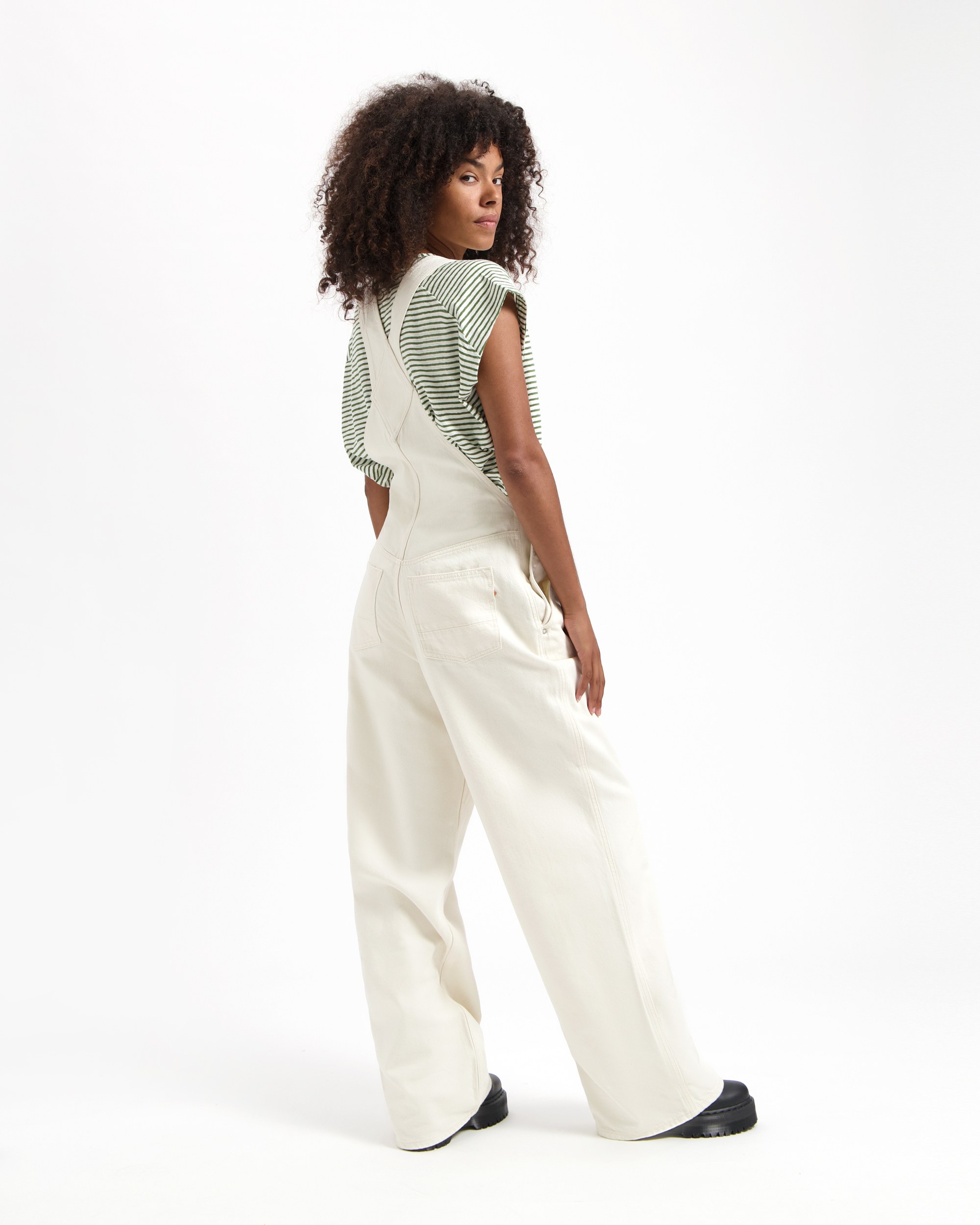 Kuyichi womens vegan Dungaree Polly Natural White