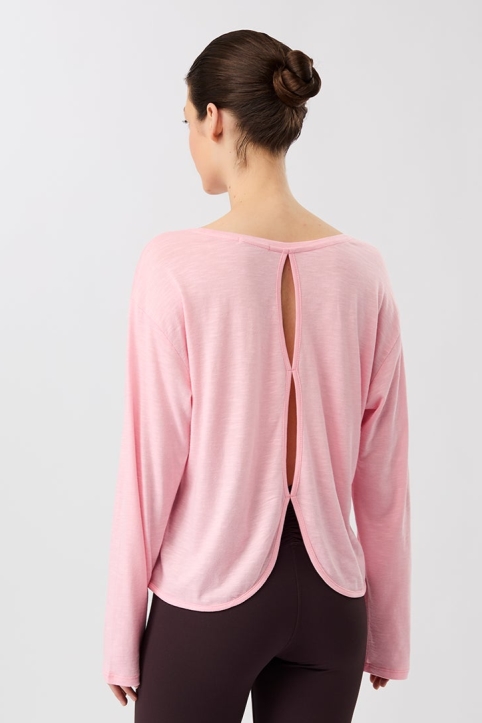 Mandala Damen vegan Langarm Offener RÃ¼cken English Rose Rosa