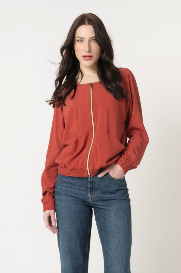 LOVJOI Damen vegan Bluse Jacke Boca Mars Rot