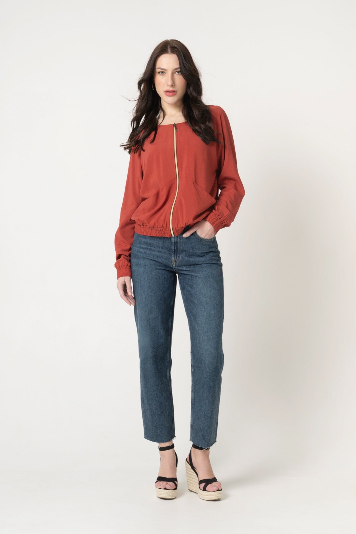LOVJOI womens vegan Blouse Jacket Boca Mars Red