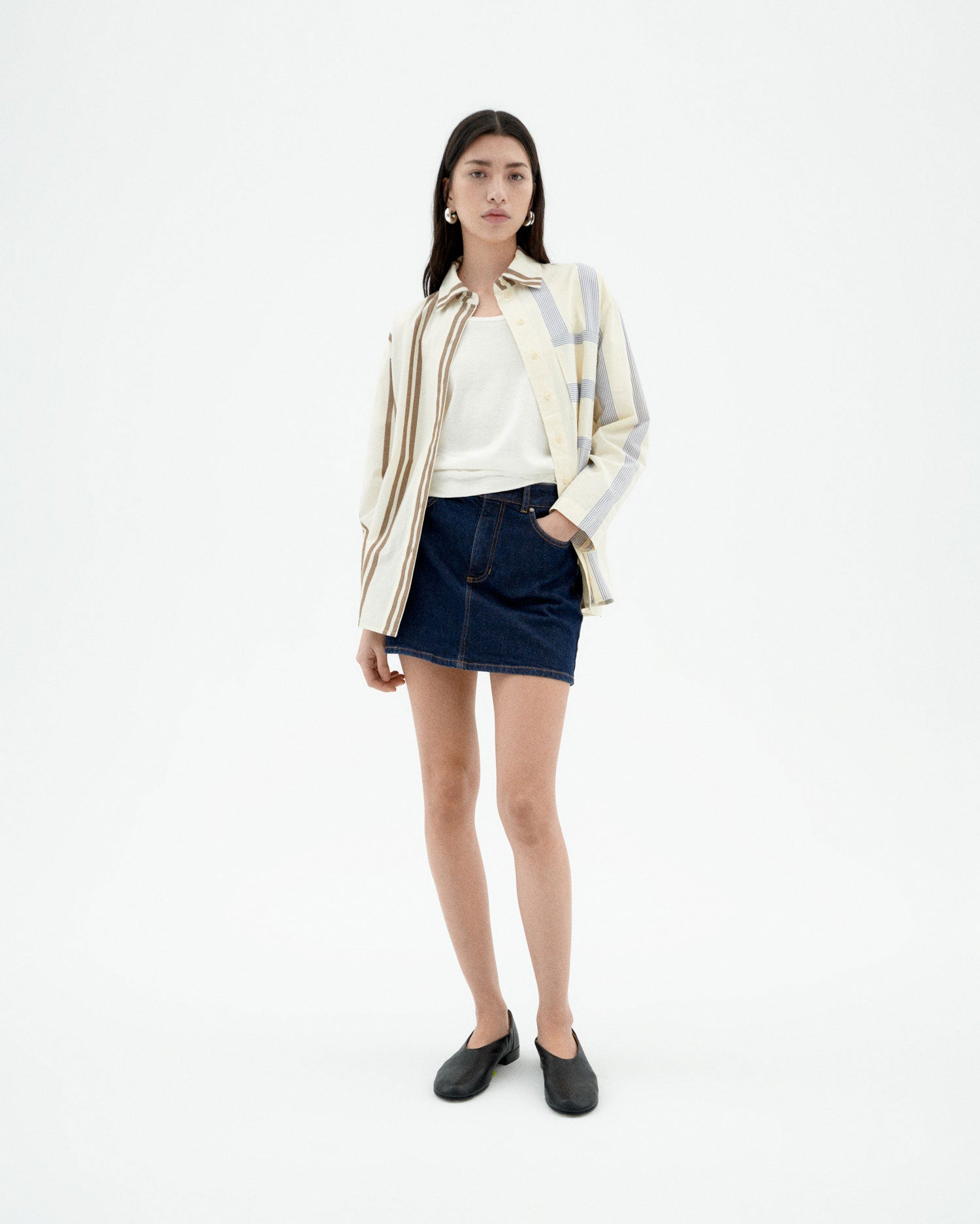 Thinking MU womens vegan Skirt Denim Clean Kimmy Dark Blue