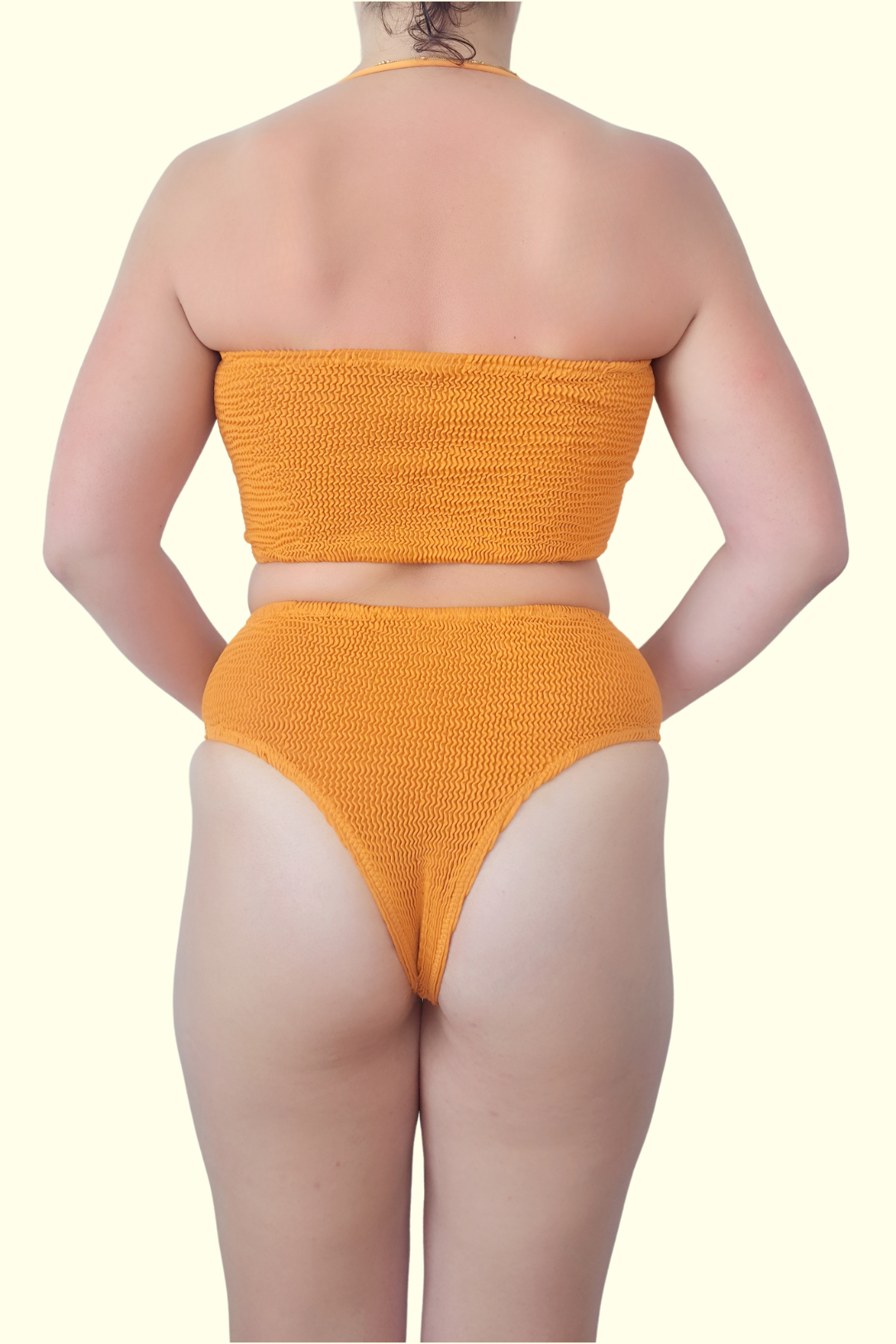CALAMOON womens vegan Bikini Bottoms High Rise Brazilian Orange