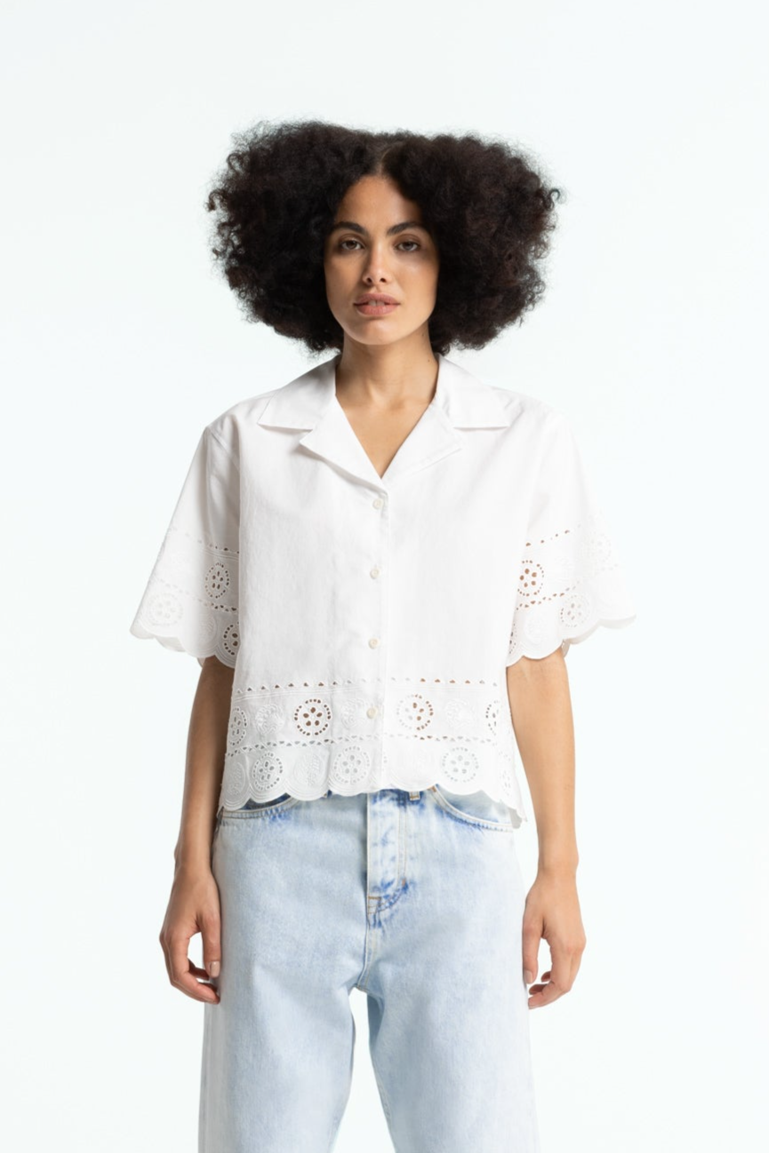 Kings of Indigo Damen vegan Bluse Ryanna Weiß