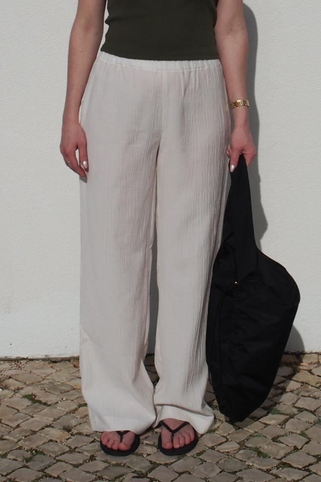 Image of JAN 'N JUNE dames vegan Broek Crinkle Hava Off White