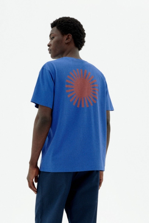 Thinking mu Herren vegan T-Shirt Sonne Blau Mit Braunem RÃ¼cken
