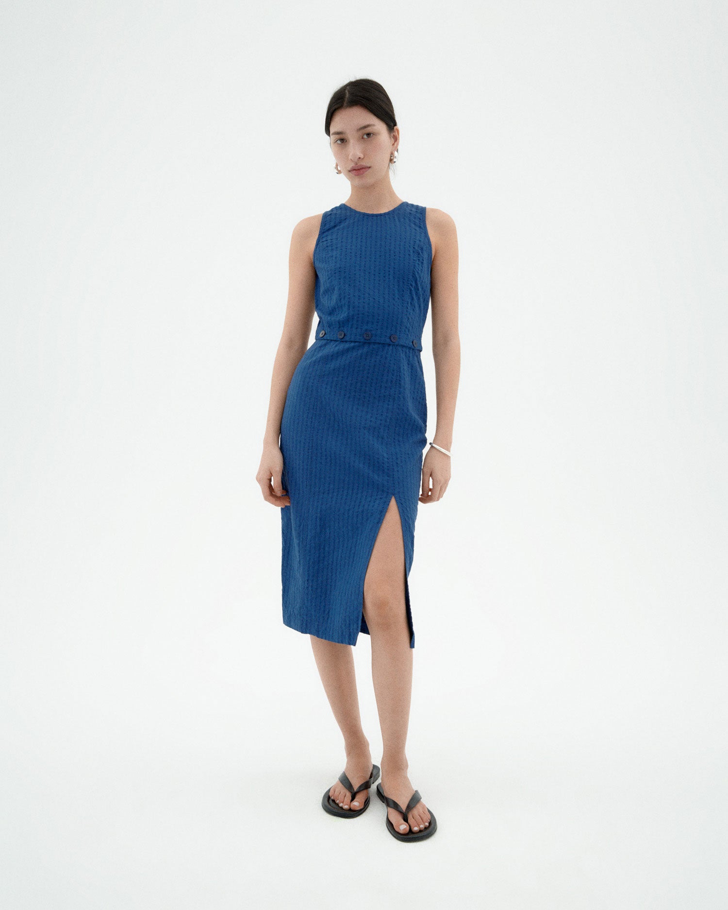 Thinking MU Jurk Seersucker Wila Blauw