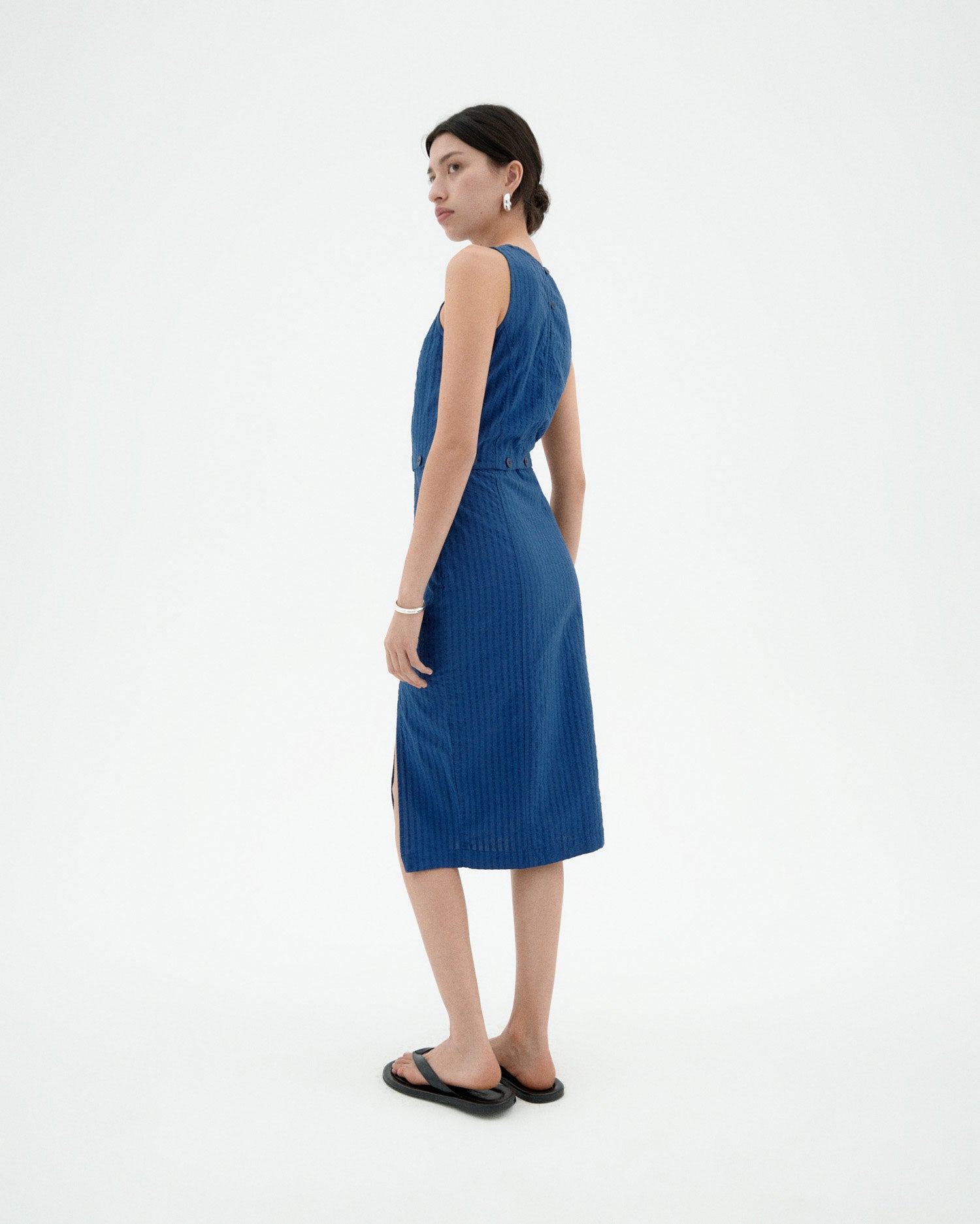 Thinking MU Jurk Seersucker Wila Blauw