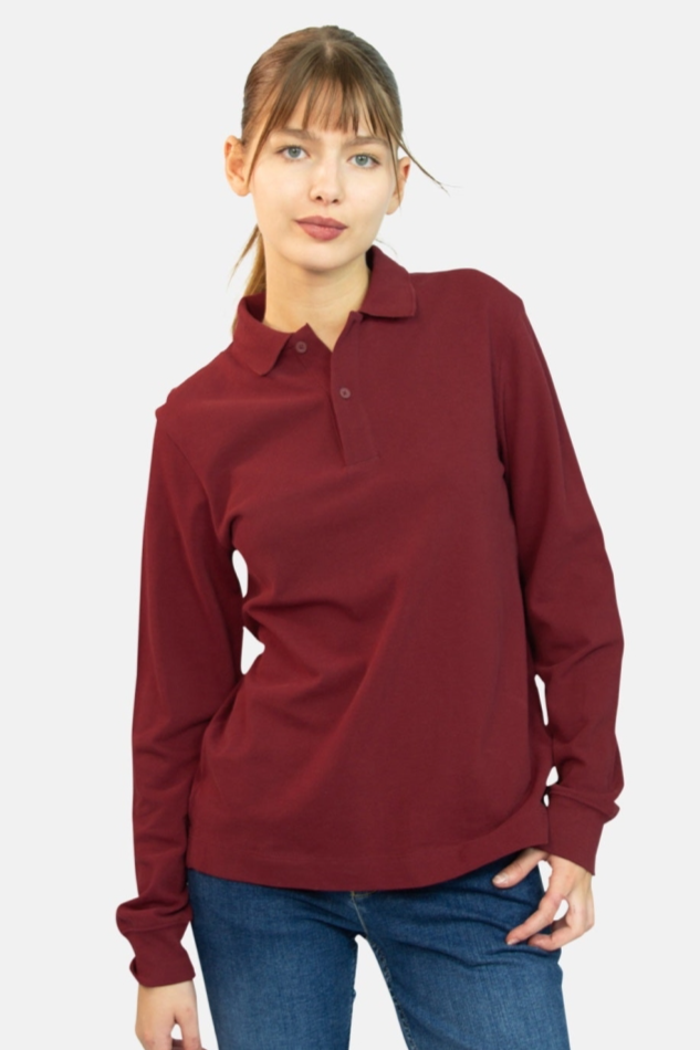 TORLAND men vegan Polo Shirt Long Sleeve Prepster Burgundy