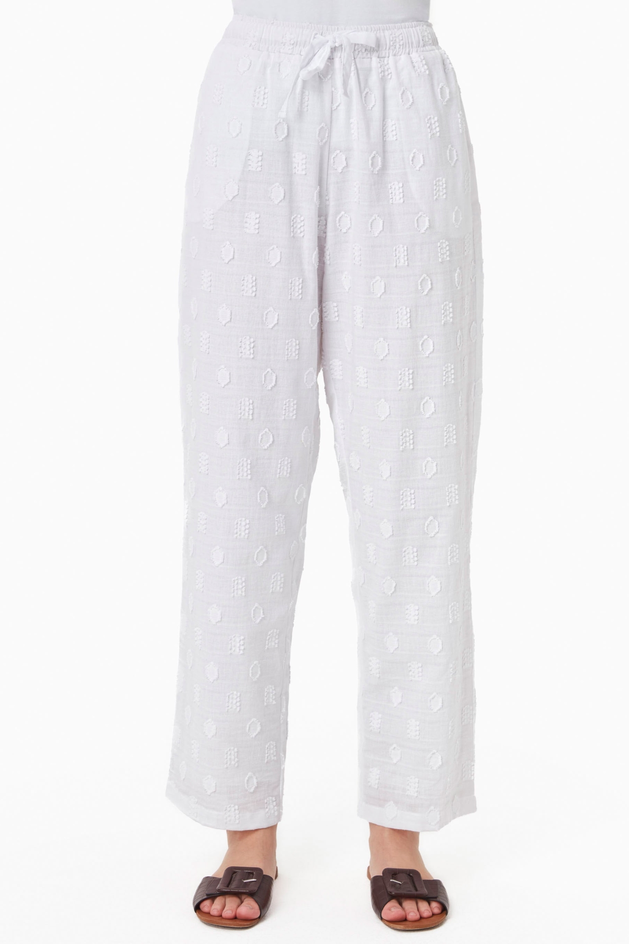 ORGANICATION Damen vegan Hose Jacquard WeiÃŸ