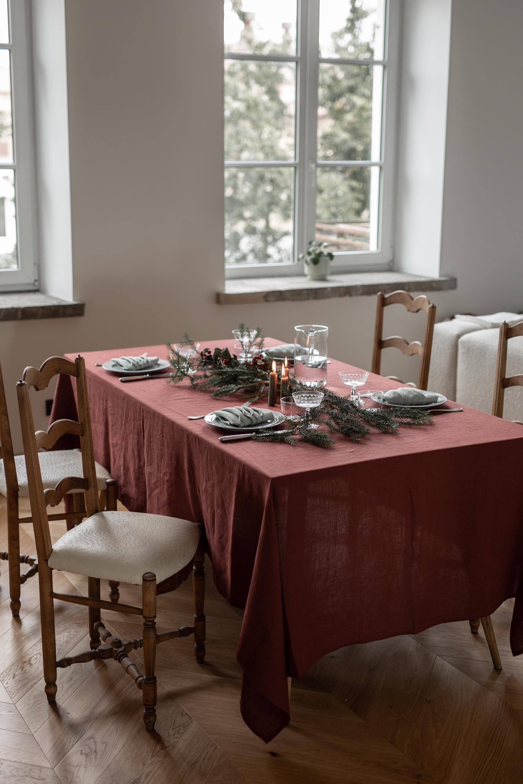 AmourLinen unisex vegan Tablecloth Terracotta